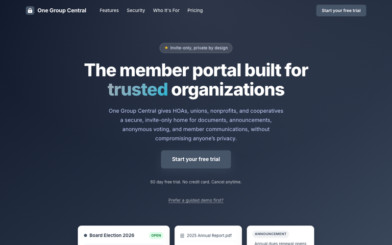 One Group Central, the all-in-one private member portal